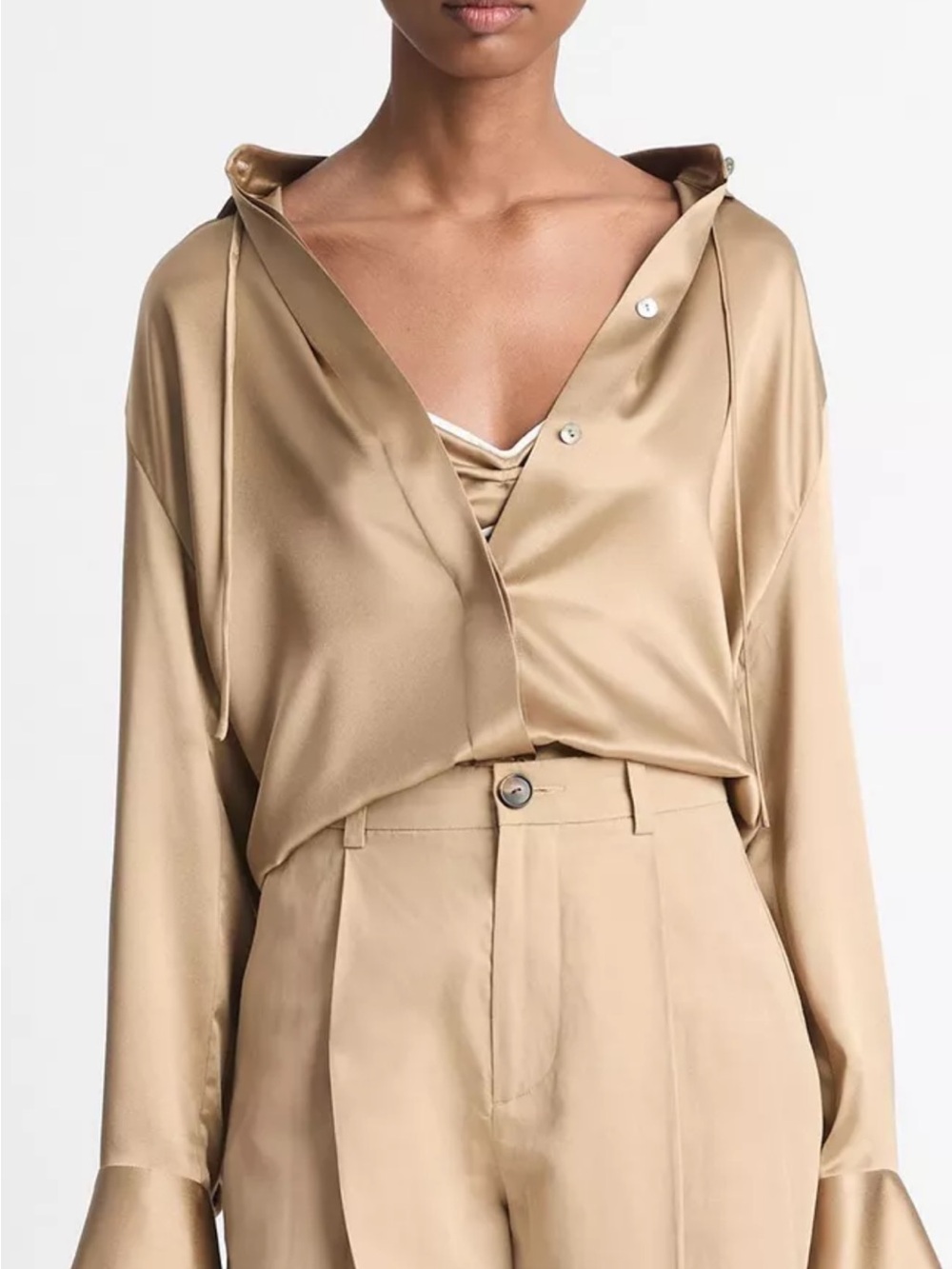 Vince Hooded Silk Shirt